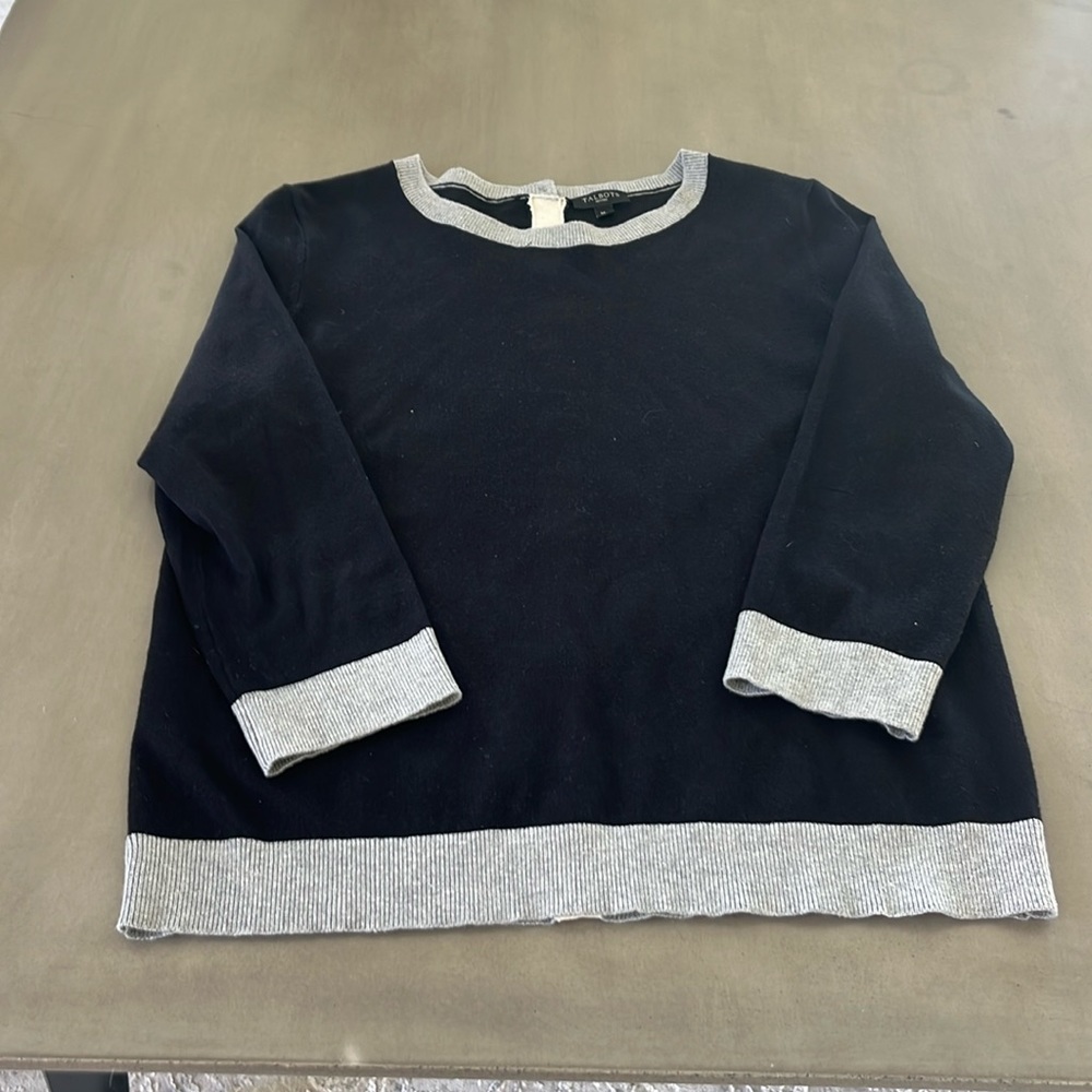 Talbots navy sweater quarter inch sleeves